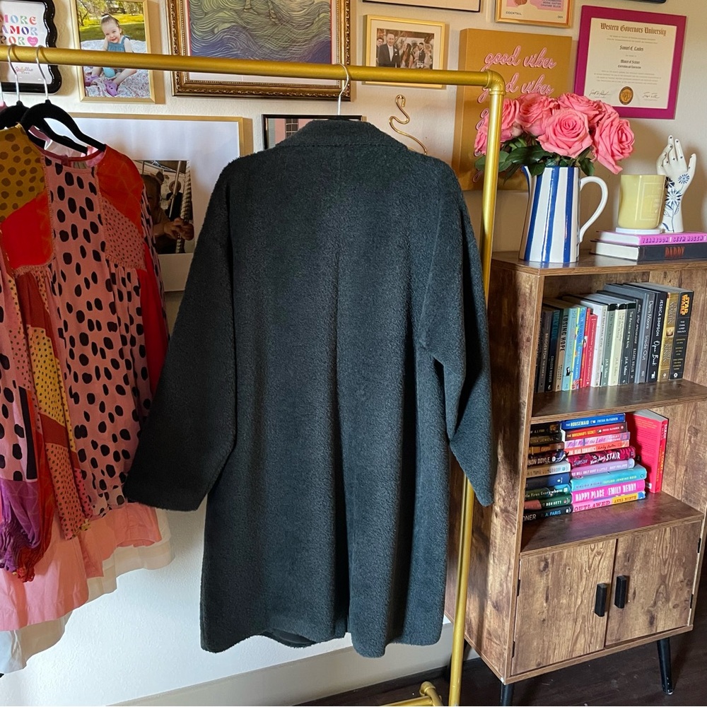 Eileen Fisher Sheared Suri Alpaca Stand Collar Coat - Picture 3 of 11